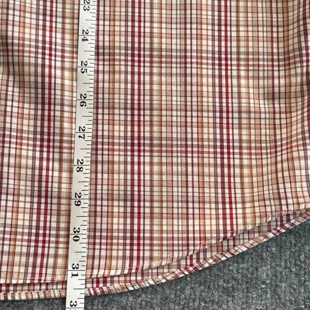 Eddie Bauer Shirt Mens Large Red Tan Plaid Casual Relaxed Wrinkle Resistant - Picture 10 of 10